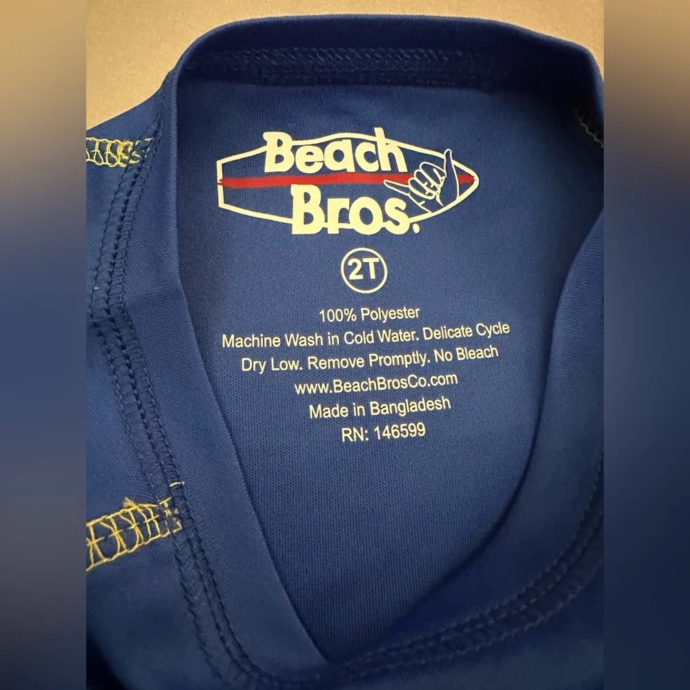 Beach Bros Little Boys Royal Blue Short Sleeve Rash guard| size: 2T